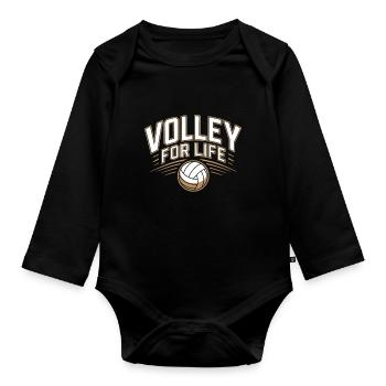Volleyballspieler Und Fan Spike Servieren - Baby Bio-Langarm-Body - Schwarz - Vorne