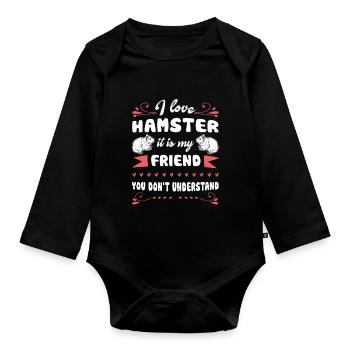 Hamster I Love Hamster - Organic Longsleeve Baby Bodysuit - black - Front