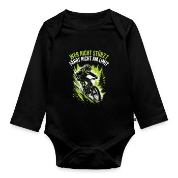 Mountain bikers Bicycle lovers Cyclists Cycling - Organic Longsleeve Baby Bodysuit - black - Front