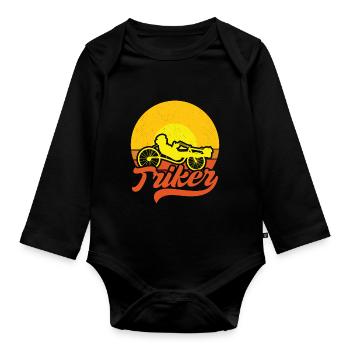 Triker Laid-Back Reclining Bike Tricycle Recumbent - Organic Longsleeve Baby Bodysuit - black - Front