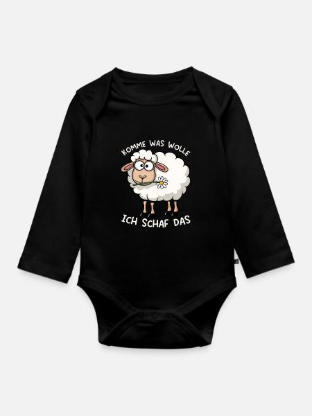 Komme Was Wolle Ich Schaf Das Motivierender - Baby Bio-Langarm-Body - Schwarz