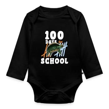 100 jours d’école tortue animale tortue - Body Bébé bio manches longues - noir - Devant