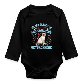 Chat tonkinois - Body Bébé bio manches longues - noir - Devant