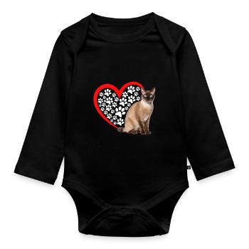 Chat tonkinois - Body Bébé bio manches longues - noir - Devant