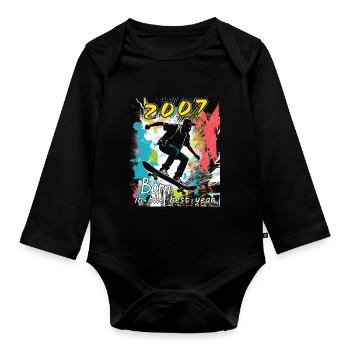 2007 SKAETER Born in the best year - Baby Bio-Langarm-Body - Schwarz - Vorne