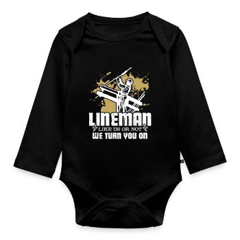 Lineman Turn You On - Organic Longsleeve Baby Bodysuit - black - Front