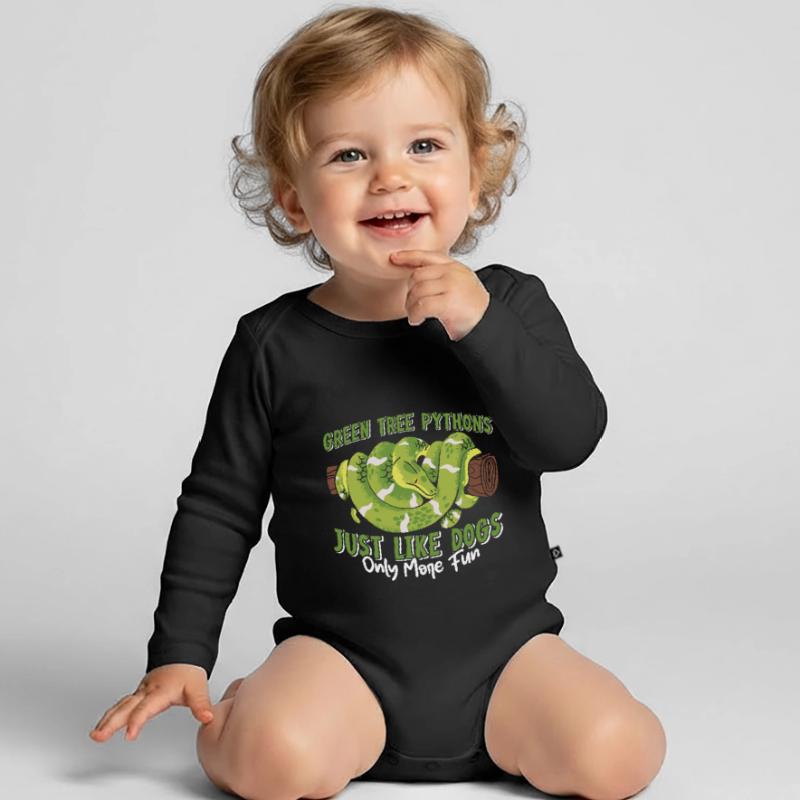 Green Tree Python Organic Longsleeve Baby Bodysuit