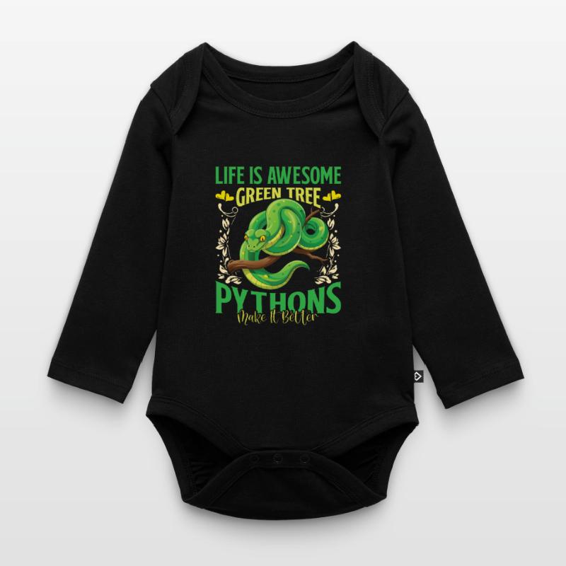 Green Tree Python Organic Longsleeve Baby Bodysuit