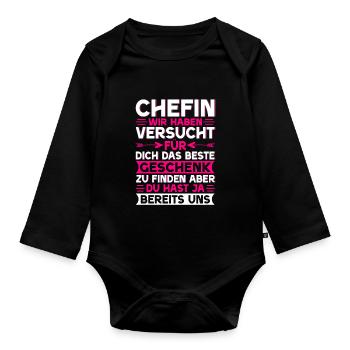 Stolzer Chefin Von Tollen Mitarbeitern Kollege - Baby Bio-Langarm-Body - Schwarz - Vorne
