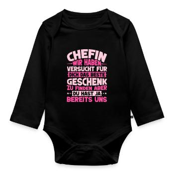 Stolzer Chefin Von Tollen Mitarbeitern Kollege - Baby Bio-Langarm-Body - Schwarz - Vorne