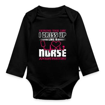 Nurse Anesthetist Dress Up Like Nurse Anesthetist - Organic Longsleeve Baby Bodysuit - black - Front