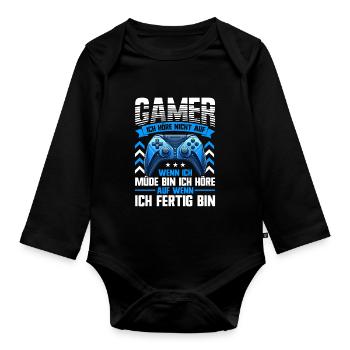 Gaming Gamer Gamer Video Player Console PC Gaming - Organic Longsleeve Baby Bodysuit - black - Front