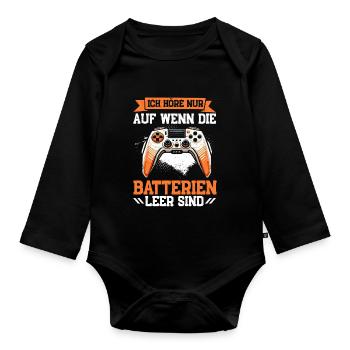 Gaming Gamer Gamer Video Player Console PC Gaming - Organic Longsleeve Baby Bodysuit - black - Front