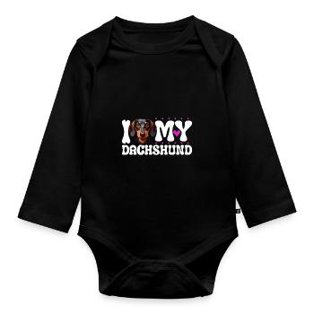 J'aime mon teckel - Body Bébé bio manches longues - noir - Devant
