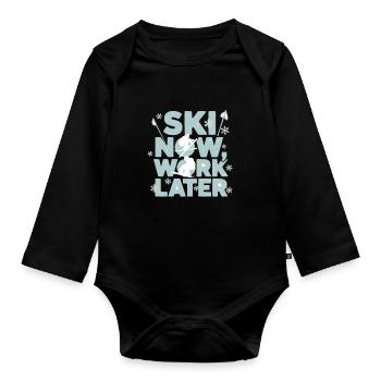 Ski Snowboard Winter Sports Design Ski Snowboard - Organic Longsleeve Baby Bodysuit - black - Front