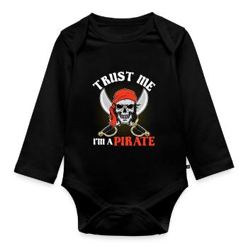 Croyez-moi, je suis un pirate Aargh Crossbone drôle - Body Bébé bio manches longues - noir - Devant