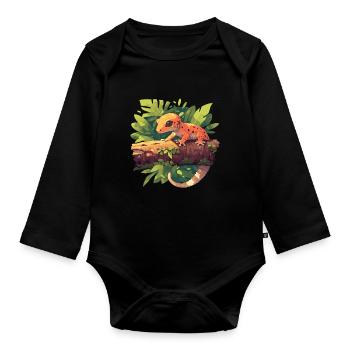Geckos Gecko - Organic Longsleeve Baby Bodysuit - black - Front