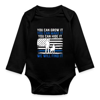 Funny Law Enforcement USA Flag Canine Police - Organic Longsleeve Baby Bodysuit - black - Front