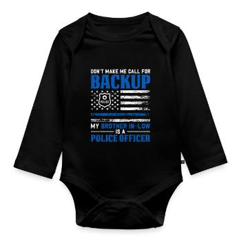 Beau-frère Drôle Policier USA Drapeau Loi - Body Bébé bio manches longues - noir - Devant