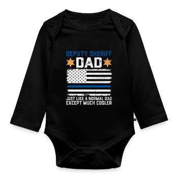 Stellvertretender Vater USA Flagge Sheriff Strafverfolgung - Baby Bio-Langarm-Body - Schwarz - Vorne