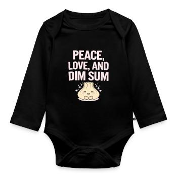 Dim-sum lovers of Chinese cuisine and dumplings - Organic Longsleeve Baby Bodysuit - black - Front
