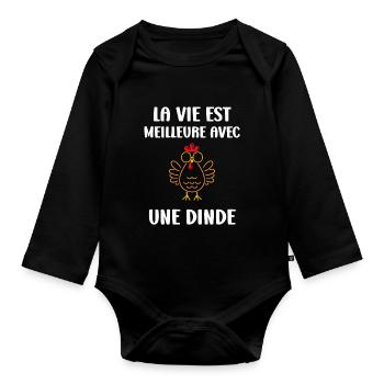 Dinde - Body Bébé bio manches longues - noir - Devant