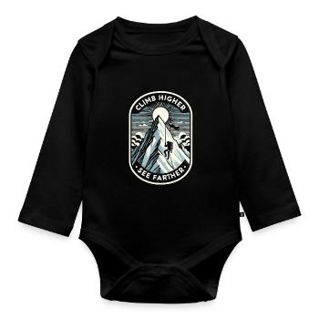 Höher klettern, weiter sehen - Baby Bio-Langarm-Body - Schwarz - Vorne