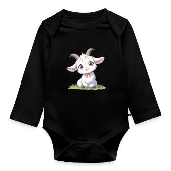 Ziegen Ziege - Baby Bio-Langarm-Body - Schwarz - Vorne