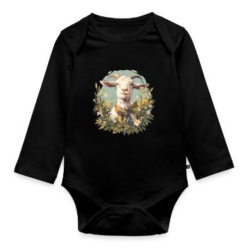 Ziegen Ziege - Baby Bio-Langarm-Body - Schwarz - Vorne