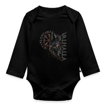 Valhalla Wolf Dieux nordiques Vikings nordiques - Body Bébé bio manches longues - noir - Devant