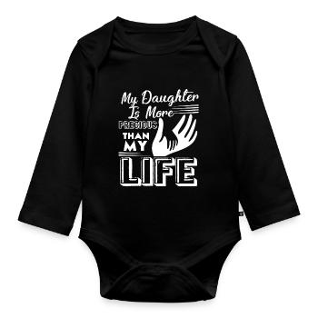 Mother's Day My Daughter Is More Precious - Organic Longsleeve Baby Bodysuit - black - Front
