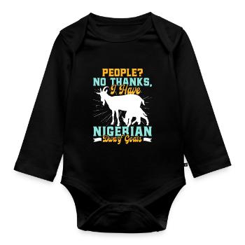 Goat lovers, Nigerian pygmy goats - Organic Longsleeve Baby Bodysuit - black - Front