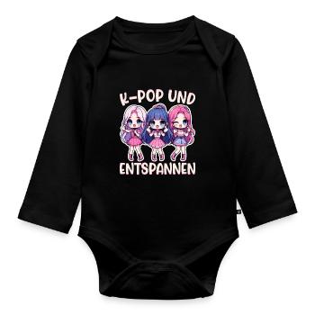 K-Pop Musique coréenne Kpop Fans Kdrama - Body Bébé bio manches longues - noir - Devant