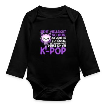 K-Pop Koreanischer Musik Kpop Fans Kdrama - Baby Bio-Langarm-Body - Schwarz - Vorne