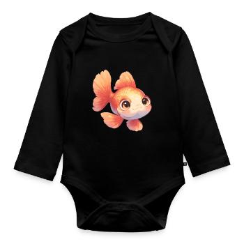 Goldfish Goldfish - Organic Longsleeve Baby Bodysuit - black - Front