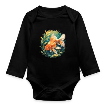 Goldfish Goldfish - Organic Longsleeve Baby Bodysuit - black - Front