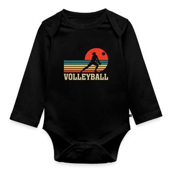 Lustige Volleyball Retro Vintage Bump Set Spike - Baby Bio-Langarm-Body - Schwarz - Vorne