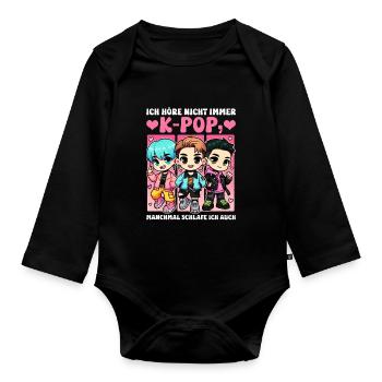 K-Pop Koreanischer Musik Kpop Fans Kdrama - Baby Bio-Langarm-Body - Schwarz - Vorne