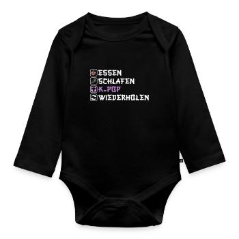 K-Pop Koreanischer Musik Kpop Fans Kdrama - Baby Bio-Langarm-Body - Schwarz - Vorne
