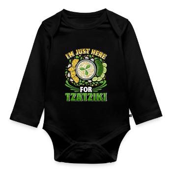Greek Bread Onions Pita Tomatoes Tzatziki - Organic Longsleeve Baby Bodysuit - black - Front