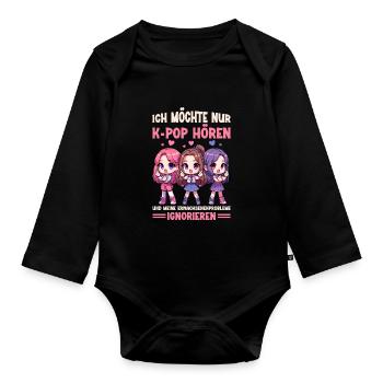 K-Pop Koreanischer Musik Kpop Fans Kdrama - Baby Bio-Langarm-Body - Schwarz - Vorne