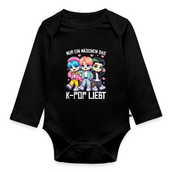 K-Pop Koreanischer Musik Kpop Fans Kdrama - Baby Bio-Langarm-Body - Schwarz - Vorne