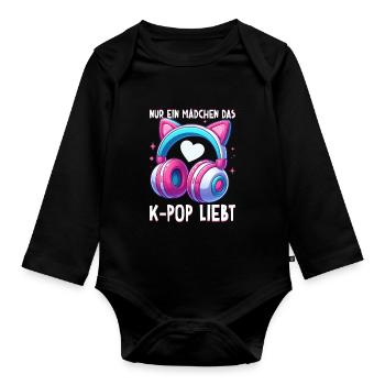 K-Pop Koreanischer Musik Kpop Fans Kdrama - Baby Bio-Langarm-Body - Schwarz - Vorne