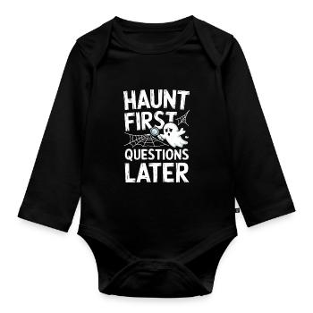 Paranormal Comedy Funny Ghost Humor Lighthearted - Organic Longsleeve Baby Bodysuit - black - Front