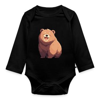 grizzly bears Grizzly bear - Organic Longsleeve Baby Bodysuit - black - Front