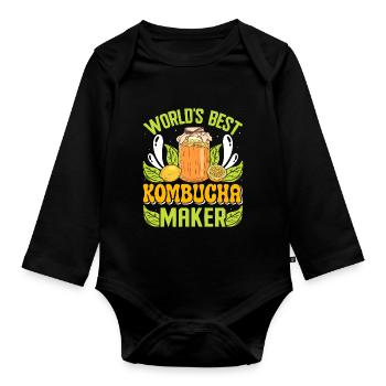 Boissons fermentées Kombucha Scoby - Body Bébé bio manches longues - noir - Devant