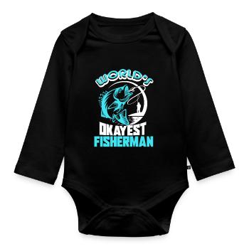 Fisherman World's Okayest Fisherman - Organic Longsleeve Baby Bodysuit - black - Front