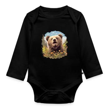 grizzly bears Grizzly bear - Organic Longsleeve Baby Bodysuit - black - Front
