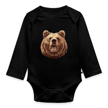 grizzly bears Grizzly bear - Organic Longsleeve Baby Bodysuit - black - Front
