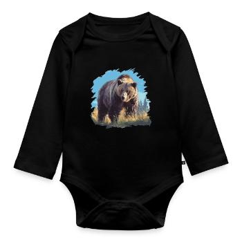 grizzly bears Grizzly bear - Organic Longsleeve Baby Bodysuit - black - Front